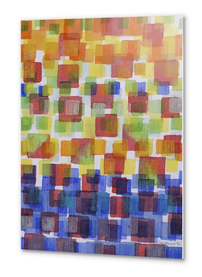  Squares on Solid Red and Blue Foundation Metal prints by Heidi Capitaine