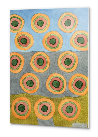 Circles in Front of the Beach  Metal prints by Heidi Capitaine