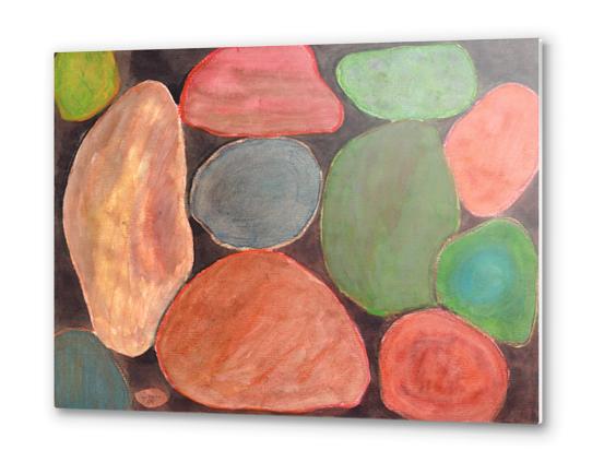 . Lovely colorful Stones on dark Background  Metal prints by Heidi Capitaine