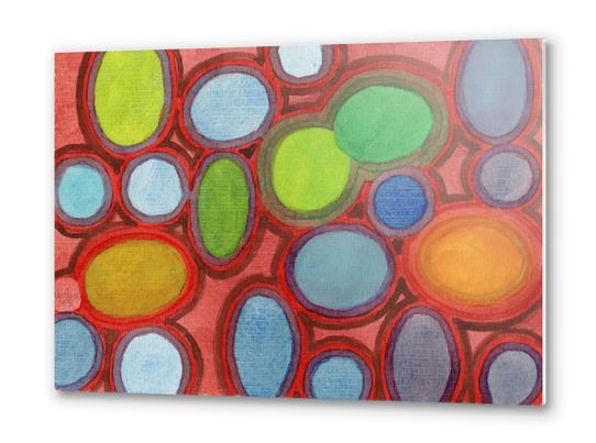 Abstract Moving Round Shapes Pattern  Metal prints by Heidi Capitaine