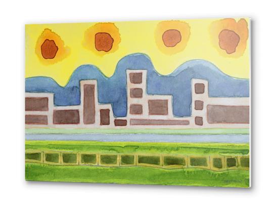 Surreal Simplified Cityscape  Metal prints by Heidi Capitaine