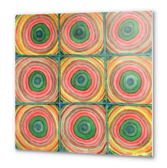 Grid with Psychedelic Rings  Metal prints by Heidi Capitaine