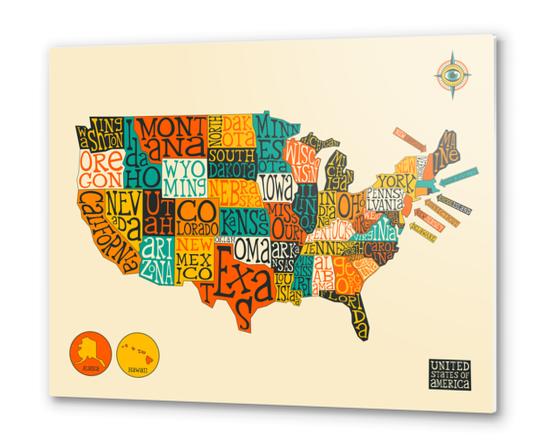 UNITED STATES MAP Metal prints by Jazzberry Blue