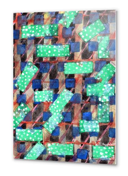 Dotted Green Rectangles on Top Pattern  Metal prints by Heidi Capitaine