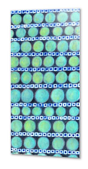 Rows of Blue Iridescent Circles Pattern Metal prints by Heidi Capitaine