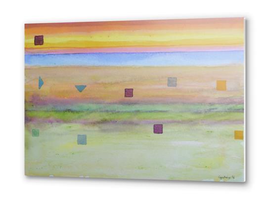 Romantic Landscape combined with Geometric Elements Metal prints by Heidi Capitaine