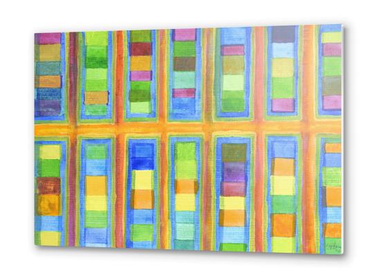 Striped Color Fields in Orange Grid Metal prints by Heidi Capitaine