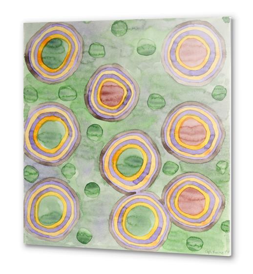 Luminous Ringed Circles on Green  Metal prints by Heidi Capitaine