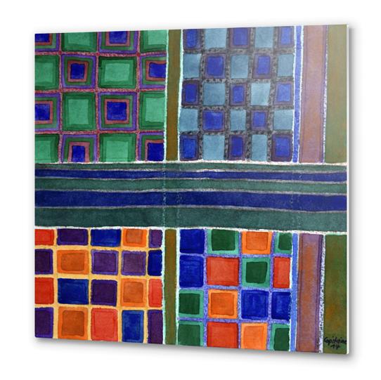 Four Squares with Check Patterns  Metal prints by Heidi Capitaine