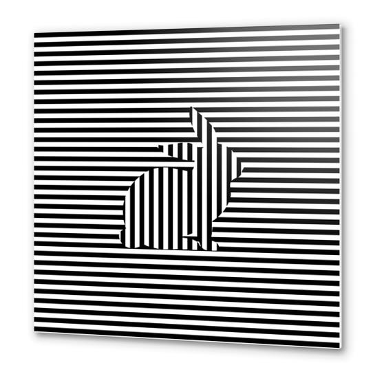 Rabbit Silhouette on Stripes Metal prints by Divotomezove