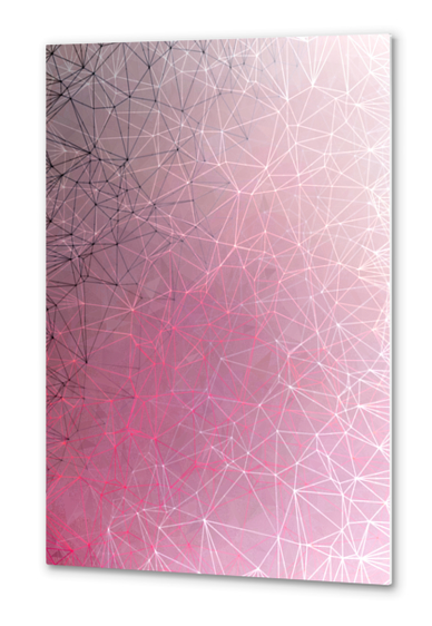 fractal geometric line pattern abstract art in pink Metal prints by Timmy333