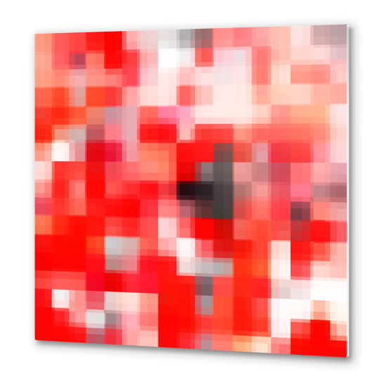 geometric pixel square pattern abstract background in red Metal prints by Timmy333