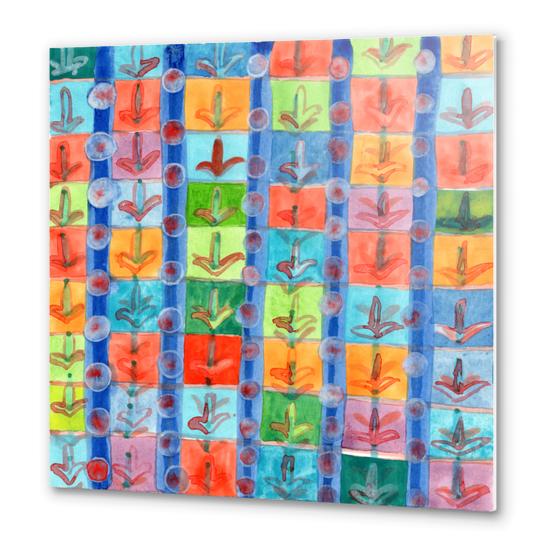 Colorful Planting Plants in Squares Pattern  Metal prints by Heidi Capitaine