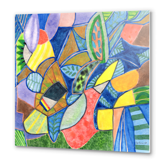 Tropical Shape Cocktail with Leaves  Metal prints by Heidi Capitaine