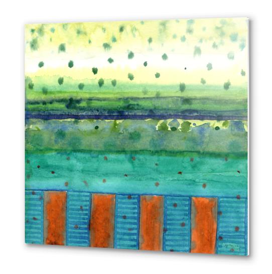 Orange Posts with Landscape  Metal prints by Heidi Capitaine