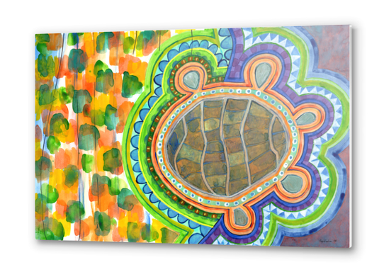 Weird Turtle in picturesque Blobs Pattern  Metal prints by Heidi Capitaine