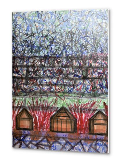 Three Cabins under Red Bushes Metal prints by Heidi Capitaine