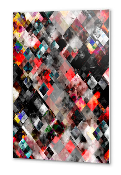 geometric pixel square pattern abstract background in red blue Metal prints by Timmy333
