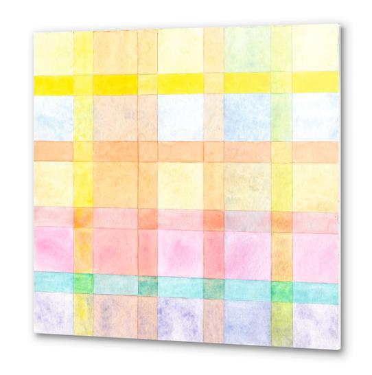 Pastel colored Watercolors Check Pattern  Metal prints by Heidi Capitaine