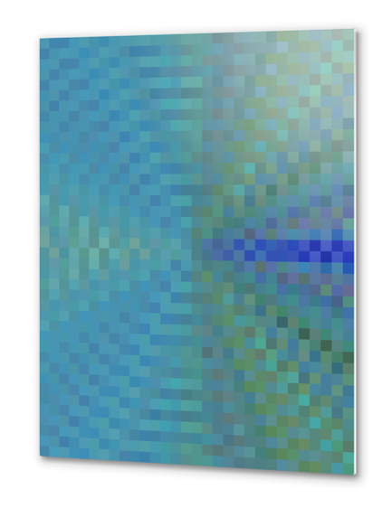 geometric square pixel pattern abstract background in blue and green Metal prints by Timmy333