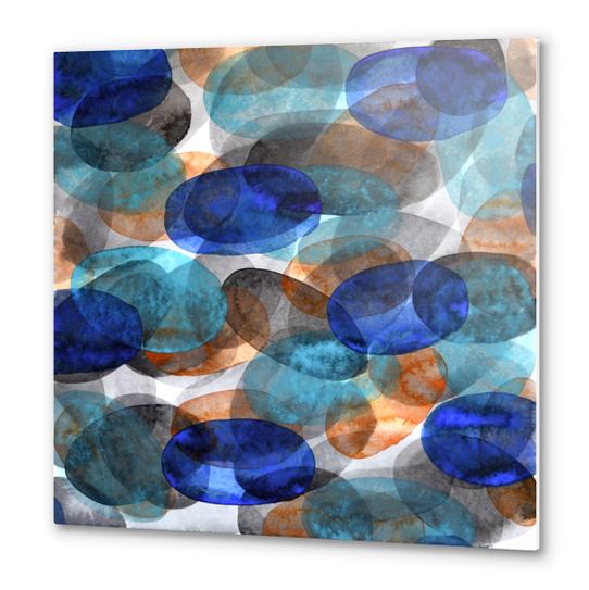 Blue Gray Orange Ovals Metal prints by Heidi Capitaine