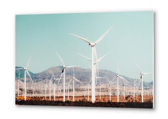 Wind turbine in the desert at Kern County California USA Metal prints by Timmy333
