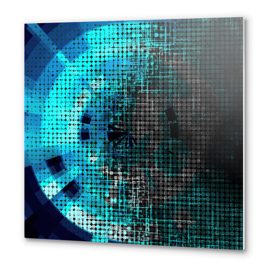 graphic design geometric circle pattern art abstract background in blue and black Metal prints by Timmy333