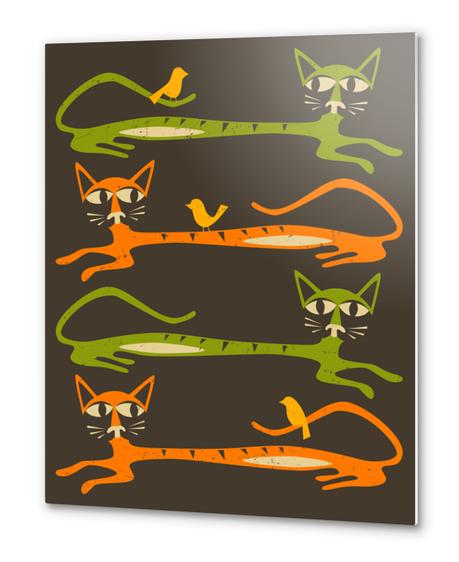 BIRDS ON A CAT Metal prints by Jazzberry Blue