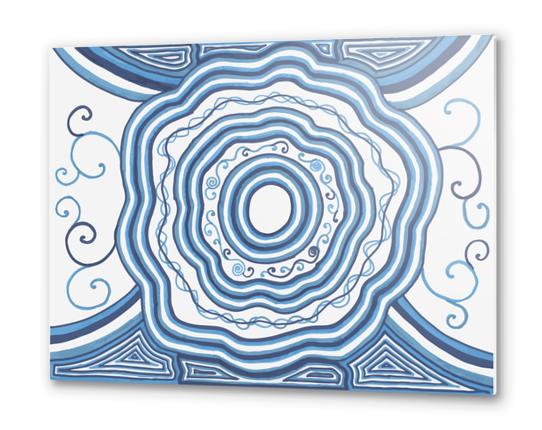 Blue Flower Mandala Metal prints by ShinyJill