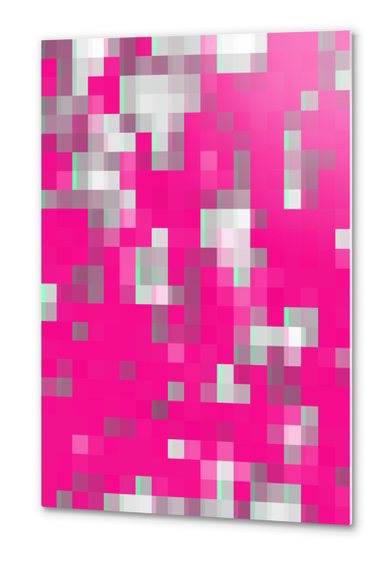 geometric pixel square pattern abstract background in pink Metal prints by Timmy333