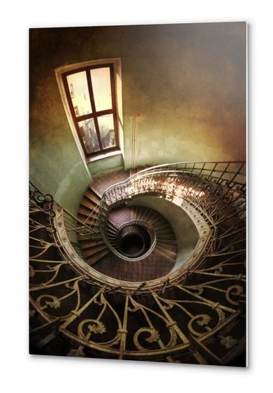 Spiral staircaise with a window Metal prints by Jarek Blaminsky