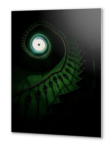 Spiral staircase in green tones Metal prints by Jarek Blaminsky