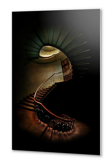 Spiral staircase in green and red Metal prints by Jarek Blaminsky