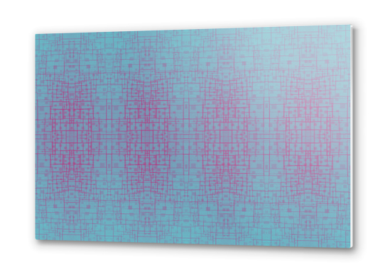 graphic design geometric symmetry square line pattern art abstract background in pink blue Metal prints by Timmy333