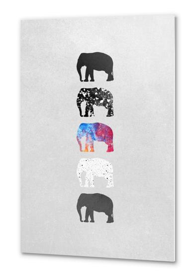 Five elephants Metal prints by Elisabeth Fredriksson