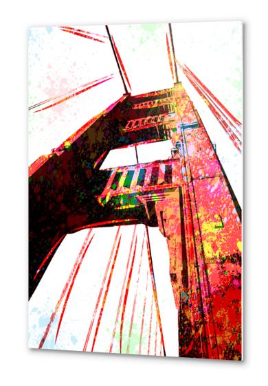 Golden Gate Bridge - San Francisco - Pop Art - Paint Splatter - Digital Art Metal prints by William Cuccio WCSmack