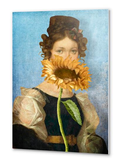 Girl with Sunflower 1 Metal prints by DVerissimo