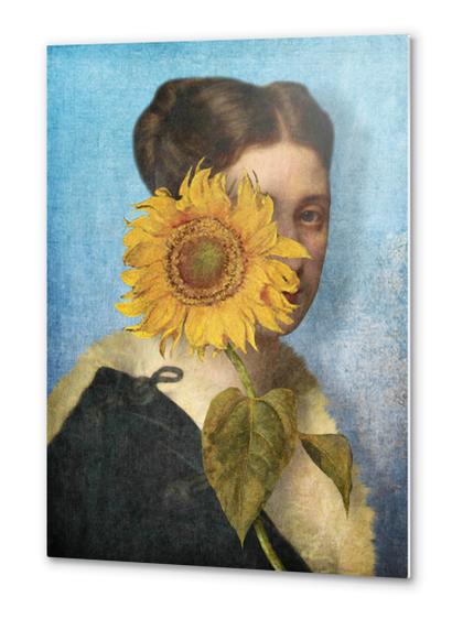 Girl with Sunflower 2 Metal prints by DVerissimo