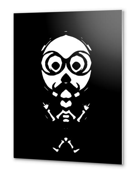 old skinny skull and bone with glasses in black and white Metal prints by Timmy333