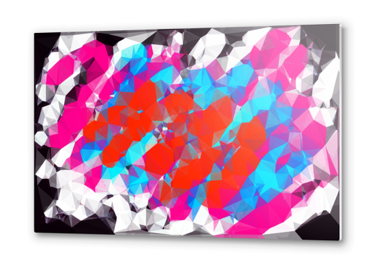 psychedelic geometric polygon abstract in pink red blue Metal prints by Timmy333