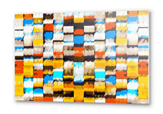 square pattern graffiti abstract in yellow brown red blue orange Metal prints by Timmy333