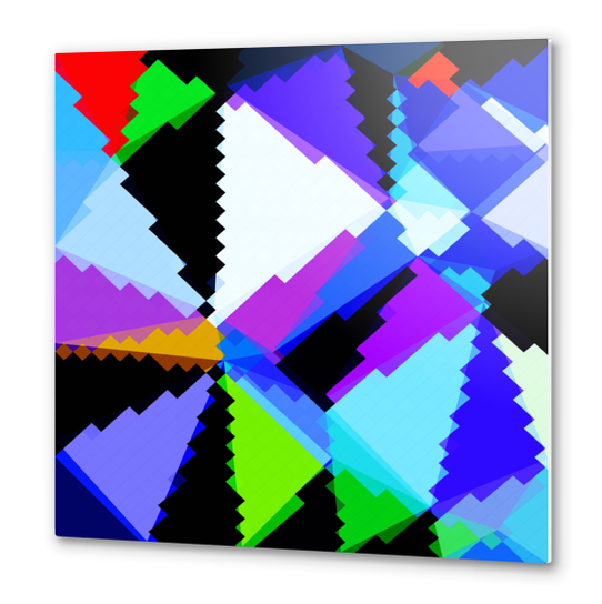 geometric triangle and square pattern abstract in blue purple green red Metal prints by Timmy333