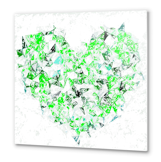 green heart shape abstract with white abstract background Metal prints by Timmy333