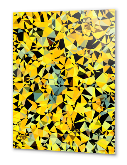 geometric triangle pattern abstract in yellow green black Metal prints by Timmy333