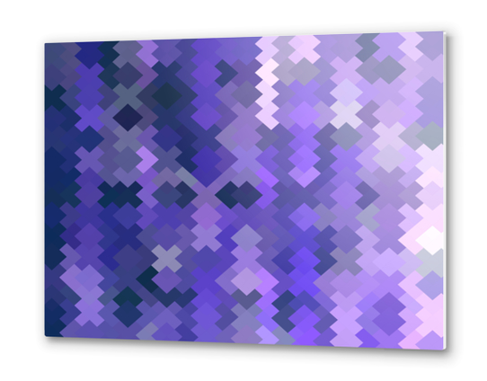 geometric square pixel pattern abstract in purple Metal prints by Timmy333