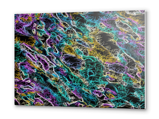 psychedelic rotten sketching texture abstract background in green purple yellow Metal prints by Timmy333