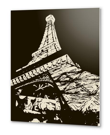 drawing Eiffel Tower, Paris in black and white Metal prints by Timmy333
