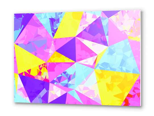 geometric triangle polygon pattern abstract in pink purple blue yellow Metal prints by Timmy333