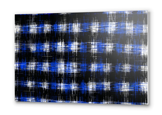 plaid pattern painting texture abstract in blue and black Metal prints by Timmy333
