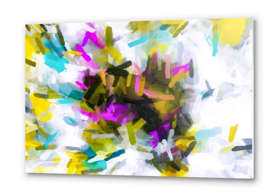 pink yellow blue black abstract painting background Metal prints by Timmy333